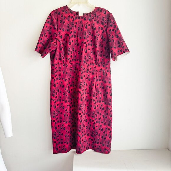 Carolina Herrera Burgundy Red Animal Print Dress 16 - Picture 1 of 6